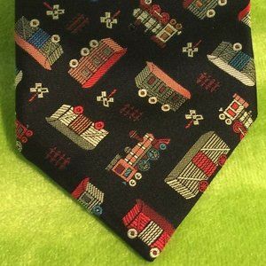 Wood Wooden Train Engine Locomotive Necktie